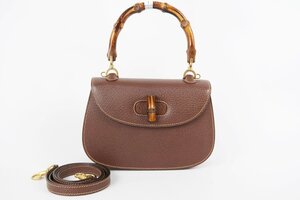 【超美品】GUCCI グッチ バンブー 2WAYショルダー ターンロック ハンドバッグ 000・1014・0188【RG42】