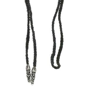 クロムハーツ Chrome Hearts LEATHER BRAID/スクロールレザーブレード シルバーネックレス 中古 NO05