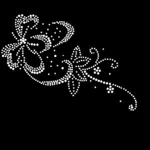 AZ414 　花柄ラインストーンモチーフ　アイロン接着 　デコシート　スパングル　新体操 　社交ダンス　フィギュア衣装　レオタード装