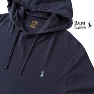 ラルフローレン RALPH LAUREN カットソー パーカー M 175/96A (日本L) ロングスリーブ 長袖 フード付き ロンTシャツ ネイビー プルオーバー