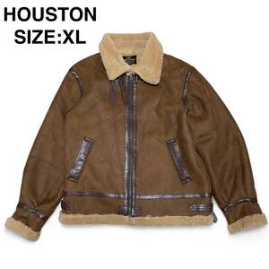 HOUSTON ヒューストン B-3 フライトジャケット フェイクムートンジャケット フェイクレザージャケット 茶色 ブラウン b3 xl オーバーサイズ