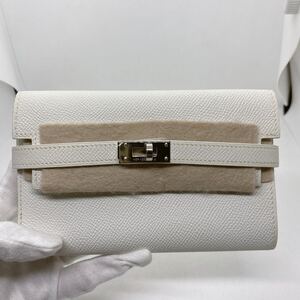 エルメス　エプソン　ケリーミディアム　ウォレット　財布　クレ　白　三つ折り財布　