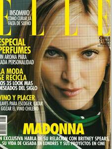 美品　MADONNA　マドンナ　表紙雑誌 　ELLE （チリ版）　 2001年　　表紙＋特集記事