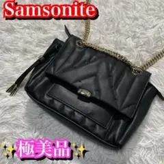 極美品✨Samsoniteレディース　PVC レザーショルダーバッグ　ブラック