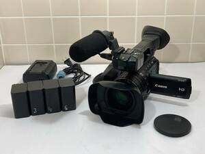 ￥1〜　訳あり【実働品】業務用フルHDビデオカメラ　Canon XF205 ワイコン WD-H58W・バッテリー4本 ・ガンマイク付き　 購入時約40万円