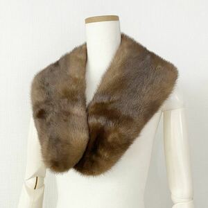 ○ 61L25《本毛皮》デミバフミンク ティペット ショール 襟巻 レディース ブラウン MINK FUR 毛皮 リアルファー 大判ショール 和装