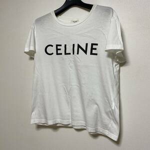 CELINE セリーヌ ロゴ Tシャツ 白 ホワイト 半袖 カットソー レディース　エディ