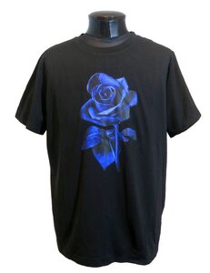 新品 Mサイズ 薔薇柄Tシャツ 黒×青 696 レディース メンズ ブルーローズ バラ 花柄 フローラル パンク ロック ヴィジュアル系 地雷系