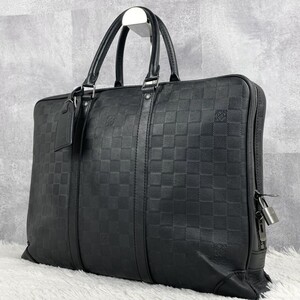 美品 LOUIS VUITTON ルイヴィトン ダミエアンフィニ ビジネスバッグ ブリーフケース トート ボストン A4 通勤 レザー 型押し チャーム 