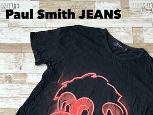 ☆送料無料☆ Paul Smith JEANS ポールスミス ジーンズ 古着 半袖 アニマル柄 Tシャツ メンズ M ブラック トップス 中古 即決