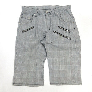 H■リー/LEE 08532 BRAVE COWBOY ZIP STRAIGHT SHORTS ハーフパンツ【30】白黒/MENS■128【中古】