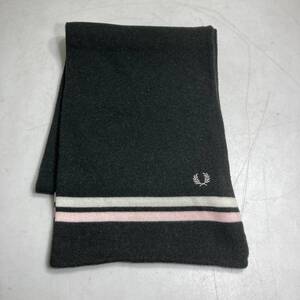 ★ FRED PERRY フレッドペリー マフラー ダークブラウン レディース 2ライン ピンクライン ホワイトライン 0.24kg