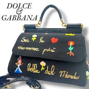 DOLCE & GABBANA ドルガバ シシリー 刺繍 総柄 ハンドバッグ ドルチェ&ガッバーナ　ショルダーバッグ