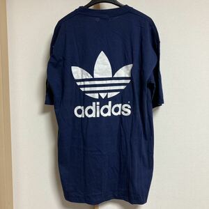 【未使用】90s adidas アディダス 半袖ビンテージ トレフォイルTシャツ ネイビー Lサイズ USA製 希少 デッドストック