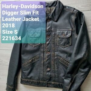 Harley Davidson ハーレーダヴィットソン■美品 18年 JACKET DEGGER 牛革 アンティーク加工 レザージャケット S 中綿 公式 限定 定価94528