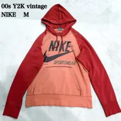 00s Y2K vintage ナイキ NIKE パーカー 赤 ツートン M