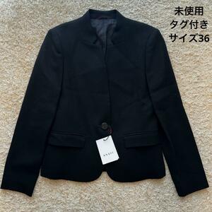 【未使用】ANAYI ノーカラージャケット サイズ36 ブラック
