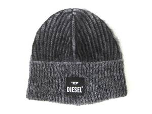 新品 直輸入 DIESEL ディーゼル ユニセックス モヘア混 ワンポイントロゴ ふわふわ ニットキャップ ブラック K-EDRO イタリア製