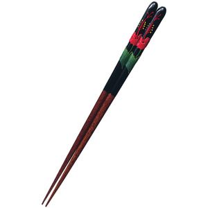 日本職人が丹精込めて造る伝統の高級箸 23cm 黒 先角 天然木 漆塗装 立体的な趣きある伝統技法の琉球堆錦