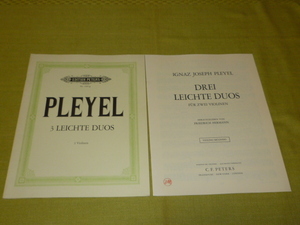 ヴァイオリン楽譜　ＰＬＥＹＥＬ　3LEICHTE　DUOS　2Violinen　プレイエル　3つのやさしい二重奏曲 洋書　ヴァイオリン