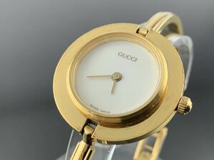 [A1314]1円～☆レディース腕時計 クォーツ SWISS MADE グッチ GUCCI チェンジベゼル ゴールドカラー 動作品ジャンク扱い 