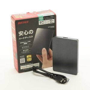 ▽529292 【美品】BUFFALO 外付けハードディスク HDD 500GB 動作確認済 HD-PNF500U3