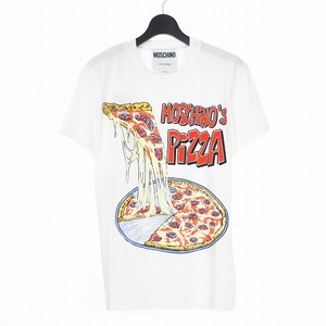 未使用品 モスキーノ MOSCHINO 20SS ピザ プリント Tシャツ カットソー 半袖 XXS ホワイト 白 A0713 レディース