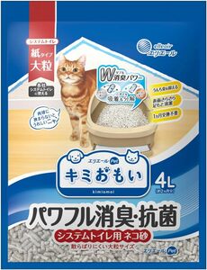 エリエール Pｅｔ キミおもいパワフル消臭・抗菌システムトイレ用ネコ砂大粒4L
