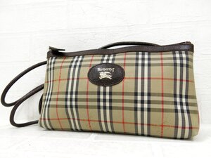 ◆美品◆BURBERRY バーバリー◆ノバチェック◆ナイロン カーフ レザー 本革◆ミニ ショルダー バッグ◆ベージュ ブラウン G金具◆A8425