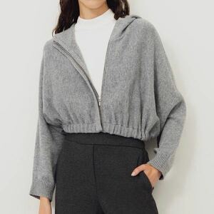 Theory■カシミヤ混 クロップド ジップ フーディ Lana Cash Cropped Hoody■レディースS■セオリー パーカー ニット セーター カーディガン