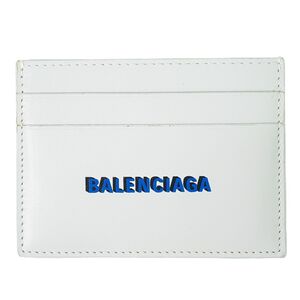 本物 バレンシアガ BALENCIAGA ロゴ カードケース パスケース レザー ホワイト 594309