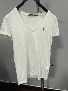 美品ラルフローレンRalph Lauren半袖カットソーTシャツトップス白Sロゴ