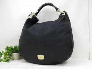 超美品◆JIMMY CHOO ジミーチュウ◆カーフ レザー 本革◆ハンド バッグ◆ブラック ゴールド金具◆ロゴ型押し◆腕掛け◆肩掛け◆N9360