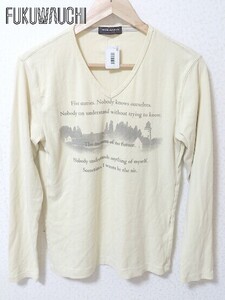 ◇ HIDEAWAYS NICOLE ハイダウェイニコル 長袖 プリント Tシャツ カットソー 46 クリーム * 1002800624126