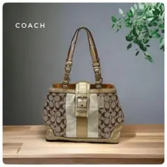 【COACH】1479 コーチ　ハンドバッグ　シグネチャー　ゴールドベージュ