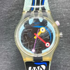 SWATCH スウォッチ AG1998 腕時計 アナログ クオーツ スケルトン ラバーバンド ブラック文字盤 ラウンド ブルー 男女兼用 ユニセックス