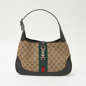 GUCCI グッチ ジャッキー ショルダーバッグ 00963 肩掛け ハンドバッグ GGキャンバス×レザー ベージュ×ウェブストライプ