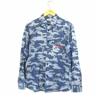 AVIREX アヴィレックス TYPE BLUE AURORA CAMOFLAGE PRINT SHIRT オーロラ カモフラ プリント シャツ M 長袖 デニム 迷彩