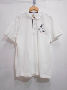 70 送60サ 1007$D20 LACOSTE ラコステ ROLAND GARROS ローランギャロス 半袖ポロシャツ ホワイト サイズ4 中古品