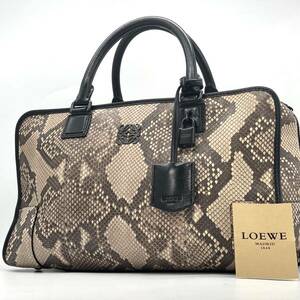 超美品！使用数回●LOEWE ロエベ アマソナ 14SS パイソンレザー 近年モデル ハンドバッグ ミニボストンバッグ トート レディース 希少品