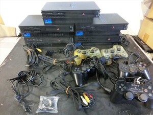 T【T6-48】【140サイズ】Playstation2 プレステ2 本体5台＋コントローラー5個セット/通電可 ジャンク扱い/※傷 汚れ ヤケ有