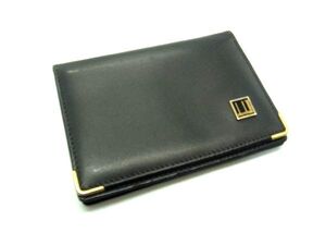 ■美品■ dunhill ダンヒル レザー カードケース カード入れ パスケース 定期入れ 紳士 ビジネス メンズ ブラック系 DH1306