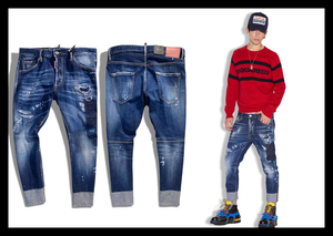 定価12.6万 ディースクエアード DSQUARED2 拘りの リペア加工 ロールアップデニムパンツ ストレッチ ジーンズ SAILOR JEAN イタリア製 48