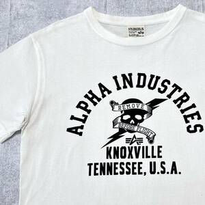 ALPHA ミリタリーロゴ 染み込みプリント 半袖 Tシャツ アルファ　　アルファインダストリーズ ALPHA INDUSTRIES クルーネック 玉10134