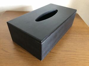 【中古】木製ティッシュボックス（黒）