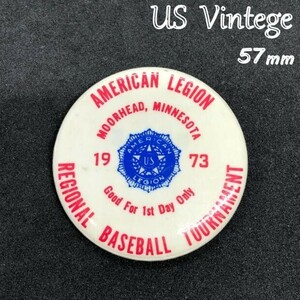 ヴィンテージ　缶バッジ　　『 ミネソタ州野球大会1973年 』　当時物　アメリカ　ビンテージ　バッチ ピンバッジ　米国 (BAT273)