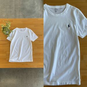 POLO RALPH LAUREN ポロ ラルフローレン ワンポイント刺繍半袖コットンTシャツ 綿100%シンプルカットソー メンズ ホワイト白色系 S