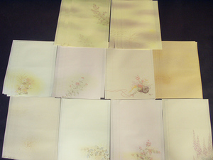 書道　ぼかし１０種花の絵　半紙　作品制作用保存品45枚