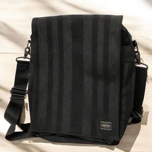 ●I0117D PORTER TANGO BLACK SHOULDER BAG ポーター 吉田カバン ショルダーバッグ ブラック 鞄 タンゴブラック 丹後ちりめん 現状品