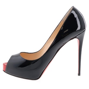 CHRISTIAN LOUBOUTIN クリスチャンルブタン パテントレザー オープントゥ ハイヒール パンプス レディース ブラック/レッド 1150600